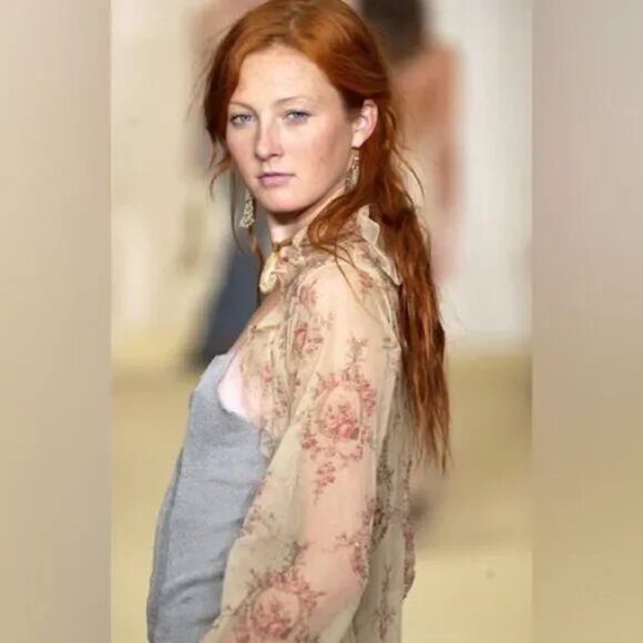 Ralph Lauren Spring 2003 Runway Collection Wallpaper Floral Mesh Knit Blouse - Picture 9 of 15